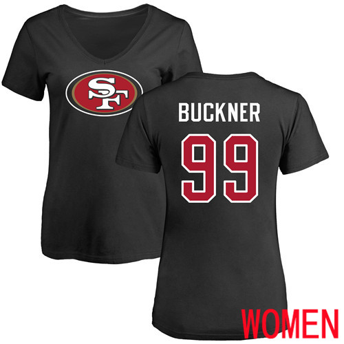 San Francisco 49ers Black Women DeForest Buckner Name and Number Logo #99 NFL T Shirt->nfl t-shirts->Sports Accessory
